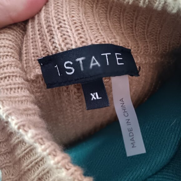 1 State Revolve Cold Shoulder Beige Sweater XL - Picture 7 of 7